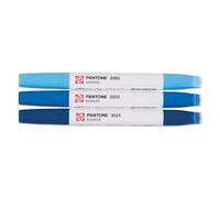 Talens | Pantone Marker Set of 3 Blue | Dual-Tip Pens with Brush and Chisel Nib | Water-Based, Pigmented Ink in Pantone Colors