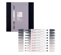 Talens | Pantone Marker Set of 9 Cool Gray | Dual-Tip Pens with Brush and Chisel Nib | Water-Based, Pigmented Ink in Pantone Colors