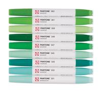 Talens | Pantone Marker Set of 9 Green | Dual-Tip Pens with Brush and Chisel Nib | Water-Based, Pigmented Ink in Pantone Colors