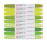Talens | Pantone Marker Set of 9 Green Yellow | Dual-Tip Pens with Brush and Chisel Nib | Water-Based, Pigmented Ink in Pantone Colors