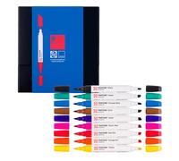 Talens | Pantone Marker Set of 9 Primary | Dual-Tip Pens with Brush and Chisel Nib | Water-Based, Pigmented Ink in Pantone Colors