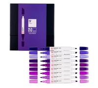 Talens | Pantone Marker Set of 9 Purple | Dual-Tip Pens with Brush and Chisel Nib | Water-Based, Pigmented Ink in Pantone Colors