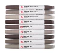 Talens | Pantone Marker Set of 9 Warm Gray | Dual-Tip Pens with Brush and Chisel Nib | Water-Based, Pigmented Ink in Pantone Colors