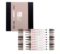 Talens | Pantone Marker Set of 9 Warm Gray | Dual-Tip Pens with Brush and Chisel Nib | Water-Based, Pigmented Ink in Pantone Colors