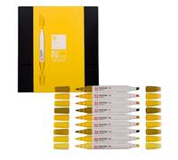 Talens | Pantone Marker Set of 9 Yellow | Dual-Tip Pens with Brush and Chisel Nib | Water-Based, Pigmented Ink in Pantone Colors