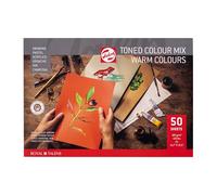 Talens Paper - Toned A3 Paper Pad 180g 50 Sheets - Warm Colour Mix with Desert Brown, Verona Green, Sanguine Red & Cotton White - Suitable for Pencils, Pastels, Gouache, Inks, Acrylics & Charcoal