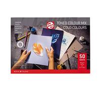 Talens Paper - Coloured Paper Pad Cold Colour Mix A3 42 x 29.7 cm - 180 g 50 Sheets - High Quality 15% Cotton 20% Recycled - for Colouring Pencils Pastel Pencils Gouache Inks Acrylic Charcoal