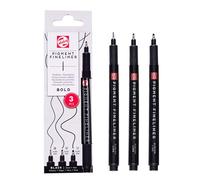 Talens Pigment Fineliner Set Bold, 3 pieces, black, 0.50mm, 0.60mm, 0.70mm, lightfast, permanent and water-based ink, for various line works