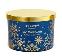TALENT Cozy Winter Scented Candles, 3 Wicks Aromatherapy Candle, 100% Natural Soy Wax, Candle Gift for Men and Women, 10.93oz, Teak Mahogany