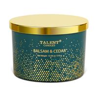 TALENT Cozy Winter Scented Candles, 3 Wicks Aromatherapy Candle, 100% Natural Soy Wax, Housewarming Gift for Men and Women, 10.93oz, Balsam & Cedarwood