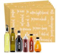 Talented Kitchen 132 White Script Oil and Vinegar Labels for Bottles, Clear Preprinted Condiments and Olive Oil Label Stickers for Squeeze Dispensers, Kitchen Pantry Organization
