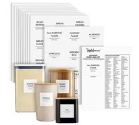 Talented Kitchen 144 Pantry Labels for Containers, Food Storage - Preprinted Black All-Caps on Matte White Vinyl Stickers for Minimalist Style Kitchen (Water Resistant)