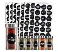 Talented Kitchen 144 Spice Jar Labels, Round 1.5 Inch Preprinted Chalkboard Stickers for Spice Containers (Water Resistant)
