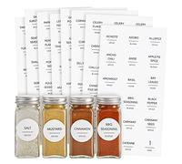 Talented Kitchen 144 Spice Labels, White Jar Labels - Preprinted for Spice Jars, Seasoning & Herb Rack Organization, Water Resistant, Black (Round 1.5 in)