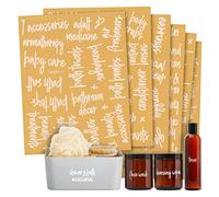 Talented Kitchen Bathroom Organization Labels White Script - 192-Pack Various Sizes - Clear Vinyl Water-Resistant Preprinted Lettering for Bathroom Storage & Essentials