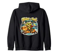 Tales From The Pond Frog Capybara Funny Retro Vintage Zip Hoodie