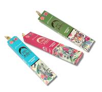 Tales of India Incense Collection - Maharani Dream, Monsoon Magic, Masala Chai - Hand Rolled Indian Incense Sticks | Tropical Floral Notes, Sandalwood, Marigold & Rose Fragrance | 3 Packs of 15g Each