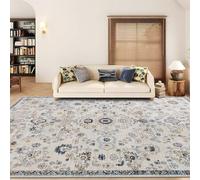 Taleta DAHLIA Washable Rugs Living Room Large, Non-Slip Soft Short Pile Vintage Oriental Boho Area Carpet for Bedroom, Diningroom, Kitchen, Blue, 190 x 280 cm