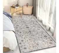 Taleta DAHLIA Washable Runner Rugs, Non-Slip Soft Short Pile Vintage Area Carpet for Hallway, Kitchen, Bedside, Entrance Living Room and Bedroom, Blue, 80 x 150 cm