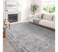 Taleta DAMAIA Washable Area Rug Grey Large Vintage Rug Foldable Non-slip Carpet Soft Traditional Rugs for Living Room Bedroom Dining Room Kitchen Home Decro (Grey, 240 x 340 cm)