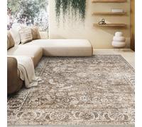 Taleta DAMAIA Washable Rugs Living Room Large Brown Boho Vintage Rug Non Slip for Soft Short Pile Oriental Area Carpet for Bedroom Kitchen Dining Room (Brown, 120 x 170 cm)