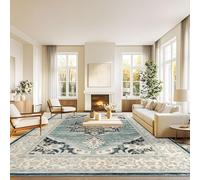 Taleta EMILY Large Rugs for Living Room Green Vintage Boho Area Rug for Bedroom Non Slip Soft Short Pile Traditonal Floor Carpet for Kitchen Dining Room (Green, 240x 340 cm)