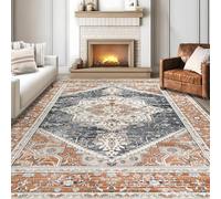 Taleta EMILY Large Rugs for Living Room Orange Vintage Boho Area Rug for Bedroom Non Slip Soft Short Pile Traditonal Floor Carpet for Kitchen Dining Room (Orange, 190x 280 cm)