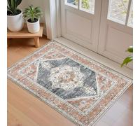 Taleta EMILY Washable Doormat Indoor Non-slip for Entryway Orange Soft Entrance Carpets Inside Small Rugs Vintage Short Pile Floor Mats for Hallway Bedroom (Orange, 50 x 80 cm)