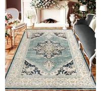 Taleta EMILY Washable Rugs for Living Room Large Green Vintage Boho Area Rug for Bedroom Non Slip Soft Short Pile Traditonal Floor Carpet for Kitchen Dining Room (Green, 120 x 170 cm)