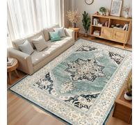 Taleta EMILY Washable Rugs for Living Room Large Green Vintage Boho Area Rug for Bedroom Non Slip Soft Short Pile Traditonal Floor Carpet for Kitchen Dining Room (Green, 160 x 230 cm)