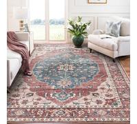 Taleta EMILY Washable Rugs for Living Room Large Red Vintage Boho Rugs for Bedroom Non Slip Soft Short Pile Traditonal Area Carpet for Kitchen Dining Room (Red, 160 x 230 cm)