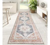 Taleta EMILY Washable Runner Rugs Long Hallway Orange Vintage Rug Soft Short Pile Boho Area Rugs for Kitchen Bedside Entrance Bedroom Living Room (Orange, 80 x 300 cm)