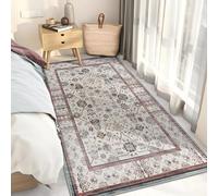 Taleta GORGEOUS Runner Rug for Hallway Washable, Non-Slip Soft Short Pile Vintage Kitchen Area Carpet for Living Room, Bedroom, Entrance, Red, 80 x 150 cm