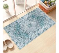 Taleta KALU Door Mats Indoor Washable Small Rug Blue Non-slip Thin Doormats Inside for Entryway Soft Entrance Rugs Vintage Short Pile Floor Mat for Hallway Bedroom (Blue, 50 x 80 cm)