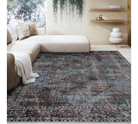 Taleta KALU Washable Rugs Living Room Large Black Non Slip Vintage Oriental Area Rug Soft Short Pile Carpet for Kitchen Dining Room Bedroom (Black, 190 x 280 cm)