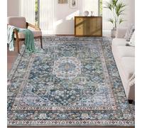 Taleta KALU Washable Rugs Living Room Large Blue Green Non Slip Vintage Oriental Area Rug Soft Short Pile Carpet for Kitchen Dining Room Bedroom (Blue Green, 190 x 280 cm)
