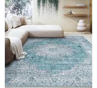 Taleta KALU Washable Rugs Living Room Large Blue Non Slip Vintage Oriental Area Rug Soft Short Pile Carpet for Kitchen Dining Room Bedroom (Blue, 190 x 280 cm)