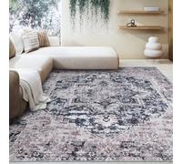 Taleta KALU Washable Rugs Living Room Large Purple Non Slip Vintage Oriental Area Rug Soft Short Pile Carpet for Kitchen Dining Room Bedroom (Purple, 190 x 280 cm)