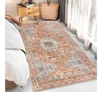 Taleta KALU Washable Rugs Living Room Orange Small Runner Rug Soft Short Pile Vintage Boho Area Carpet for Bedside Hallway Entrance Bedroom (Orange, 80 x 150 cm)