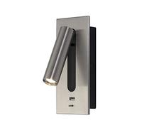 TaleTre Wall Mounted LED Reading Lights with USB Port - Adjustable Recessed Bedside Wall Sconces for Bedroom, Living Room & Hotel - 3000K Warm White LED Wall Lamp(Nickel)