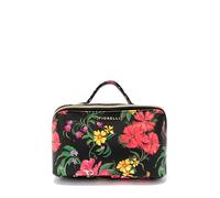 Talia Double Compartment Cosmetic Bag, Flat Lay Makeup Bag, for Toiletries & Cosmetics, Faux Leather, Romantic Floral Print