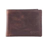 TALIA - Sienna Slimfold with fixed center wing - The slim leather wallet with central flap is a stylish and practical accessory designed for people who value both fashion and fashion, Chestnut Brown