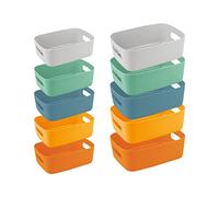 talifoca 10PCS Plastic Storage Boxes, Multiple Colors Storage Baskets with Handle, Stackable Storage Organiser Boxes for Kitchen, Cupboard, Office, Bathroom, Toy