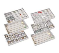 talifoca 6 Pieces Jewelry Organizer, Jewelry Trays Organizer Drawer Jewelry,Velvet Jewelry Tray Organizer Stackable for Storing and Exposing Earrings, Necklaces, Rings