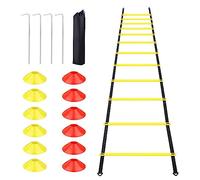 talifoca Football Training Accessories Coordination Ladder 6 m, Training Ladder Football Agility Ladder with 12 Cones and 4 Stakes, for Football Training, Tennis and Boxing Training
