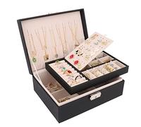 talifoca Jewellery Box, Double Layer Large Capacity PU Leather Jewellery Storage Organiser Jewellery Box Jewellery Box for Rings Earrings Bracelets Necklaces Girls Women