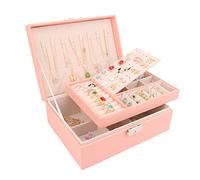 talifoca Jewellery Box, Double Layer Large Capacity PU Leather Jewellery Storage Organiser Jewellery Box Jewellery Box for Rings Earrings Bracelets Necklaces Girls Women