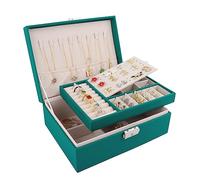 talifoca Jewellery Box, Double Layer Large Capacity PU Leather Jewellery Storage Organiser Jewellery Box Jewellery Box for Rings Earrings Bracelets Necklaces Girls Women