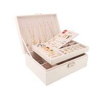 talifoca Jewellery Box for Women, 2 Layer Large Jewellery Organiser Box, Lockable Jewelry Storage Case Travel Jewellery Organiser for Necklaces Rings Earrings Bracelets