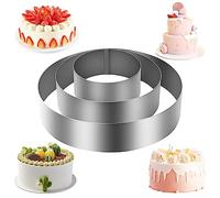 talifoca Set of 3 Round Cake Rings, Stainless Steel, Cake Ring Set, Baking Moulds for Pastries, Mousse Cakes, Height 4.5 cm, Diameter 10/15/20 cm